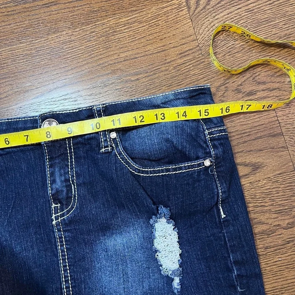 y2k dark wash low rise jean skirt size 3/4